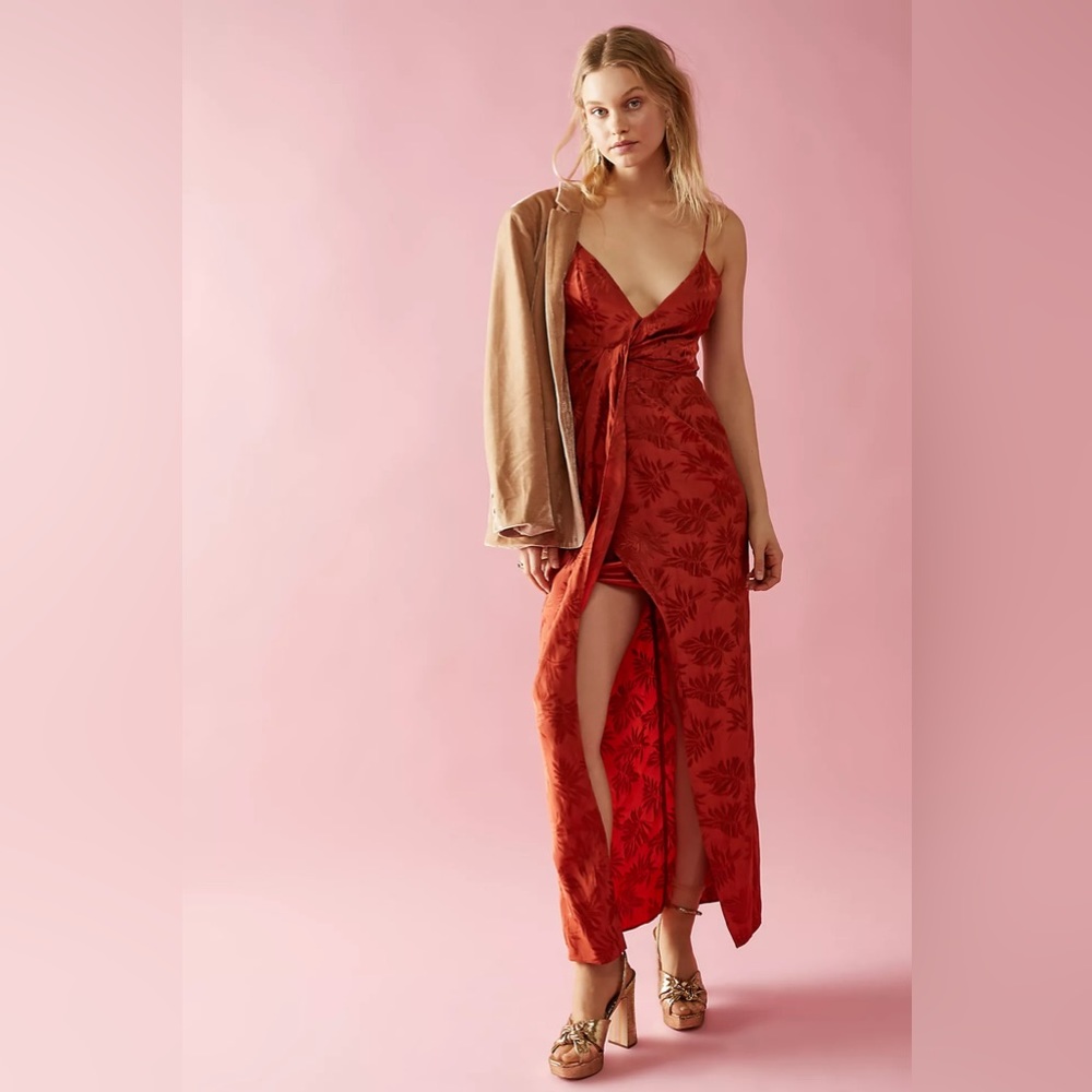 Free People Red Floral Midi Dress